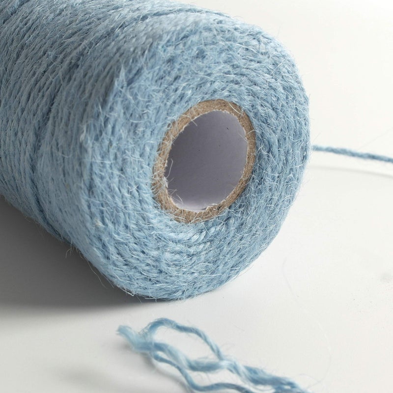Micomon 300 Feet Natural Light Blue Jute String Twine Crafts Gift Christmas Twine Packing Materials Durable String for Gardening Applications(Lt.Blue) - Image 5